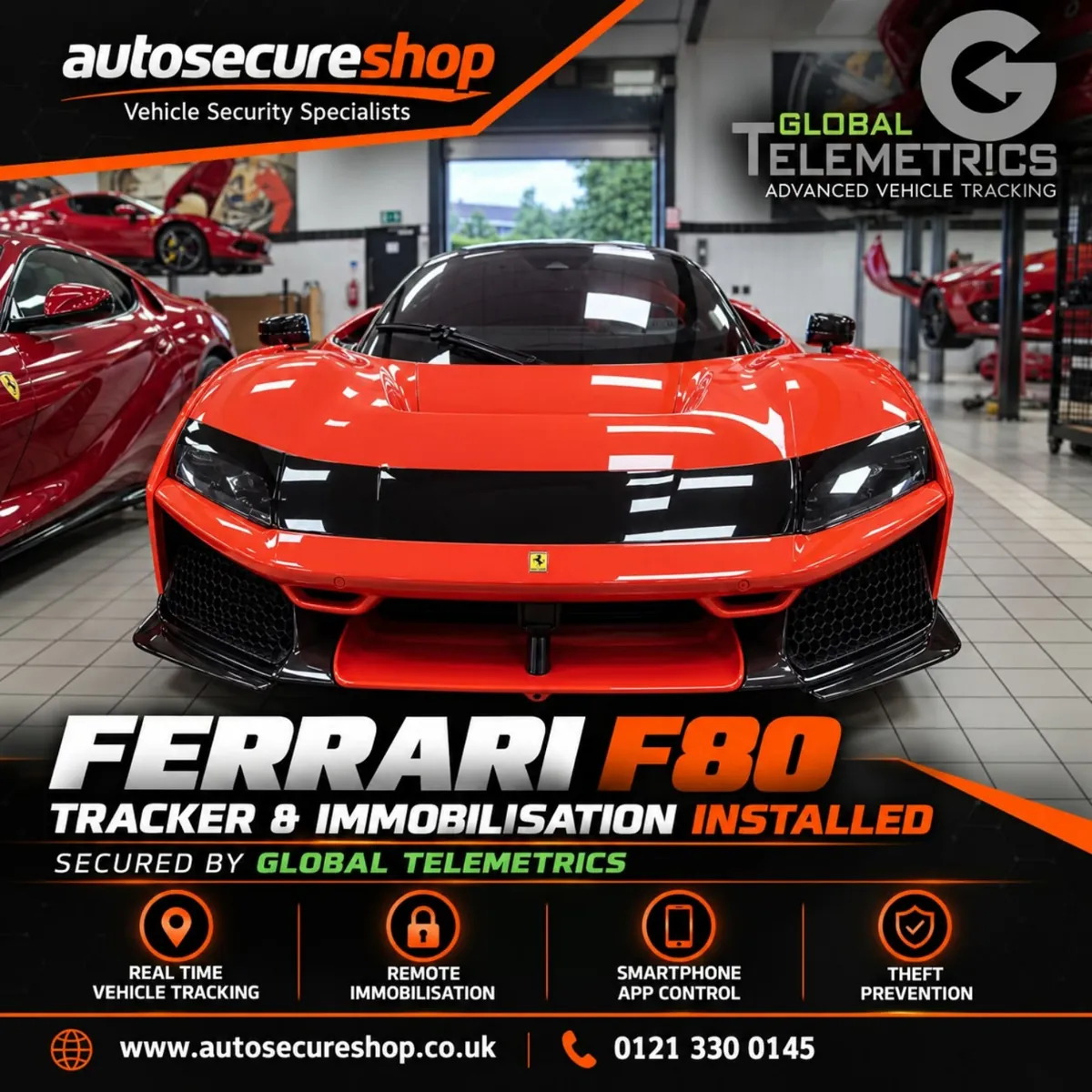 Ferrari F80 at an Autosecureshop dealer security installation