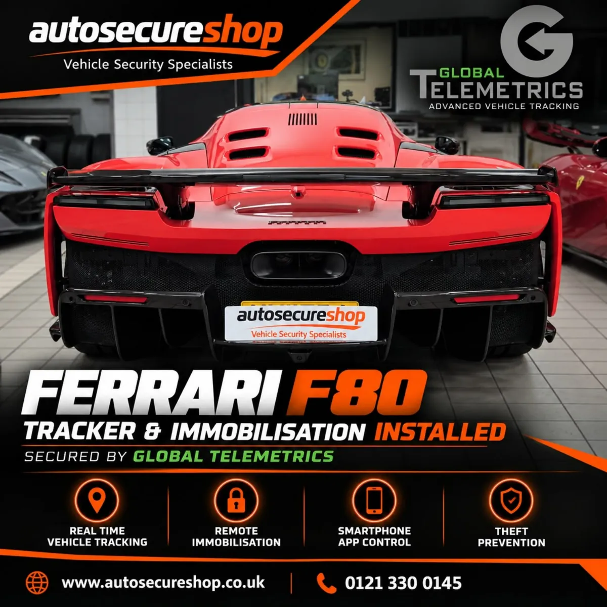 Ferrari F80 photographed during Autosecureshop installation work